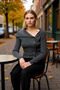 Women's Corded Fabric Knitwear Cardigan Body-Hugging Cut Stylish Mercerized Look Modern Knit Design Sports - 3