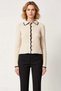 Women's Contrast Detailed Polo Neck Knitwear Cardigan Design Aesthetic Offering Everyday Elegance and Comfort - 5