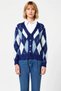 Women's V-Neck Soft Textured Argyle Pattern Knitwear Cardigan Relaxed Fit Long Sleeve Casual Chic and - 5