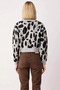 Women's Leopard Print Soft Textured Long Sleeve Regular Fit Crop Knit Cardigan with Tie Detail on the Front - 6