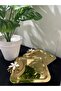Single-Sided Gold 2-Piece Stainless Steel Coffee Presentation & Serving & Catering Tray with Daisy Accessories - 2