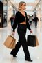 Women's Crop Knit Cardigan with Low Sleeves, V-Neck, Bow Detail, Create a Stylish and Comfortable Everyday Wear Style - 4