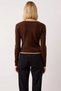 Women's Body-Fitting Ribbed Knit Crop Cardigan with Ribbon Buttons Piped Detail Stylish and Comfortable Sports - 6