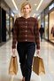 Women's Textured Crew Neck Crop Knit Cardigan Long Sleeve Stylish Buttoned Comfortable Fit Offers Everyday Elegance - 4