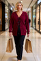 Women's V-Neck Knit Patterned Tie-Up Long Sleeve Regular Fit Pocketed Knitwear Cardigan Casual Chic - 4