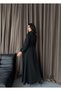 Atlas Fabric Thick Inner-Lined Button Detailed Turtleneck Dress (Belt Included)-Black-2511 - 5