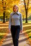 Women's Beard Yarn F Corded Fabric Woven Zippered Knitwear Cardigan Long Sleeve Turn-Down Collar