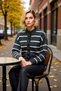 Women's Striped Soft Textured Crew Neck Cropped Knit Cardigan with Buttoned Front Detail for a Stylish Look - 3