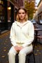 Women's Zippered Crop Hooded Knitwear Cardigan Textured Knit Detailed Stylish and Comfortable for Everyday Outfits - 3