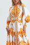 Atlas Fabric Thick Inner-Lined Button Detailed Turtleneck Dress (Belt Included)-Orange-2345 - 4