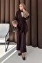 Sleeved Fur Scuba Suit Brown 3725 - 3