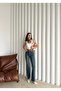 Women's Green Tint Boy Fit Flare Jeans - 6