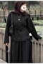 Women's Suede Skirt Suit Black - 3
