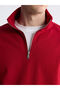 Lcw Vision Red Zippered Mock Neck Men's Thick Sweatshirt - 3