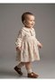 Baby Girl Peter Pan collar Crispy Floral Patterned Muslin Dress with Bow