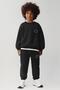 Boy's Cotton Black Minimal Printed Tracksuit Set – Relaxed Fit