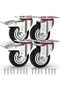 3'' Heavy Duty Caster Wheels with 2 Brakes + Screws - up to 440Lbs - Set of 4 No Floor Marks Sil