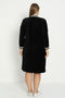 Women's Plus Size Black Cotton Velvet Pocket Zipper Print Detail Long Sleeve Dress - 6