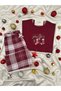 New Year's Burgundy Plaid Women's Pajama Set - 4