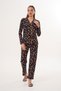 Women's cotton modal shirt collar front button black pajama set 7010 - 4