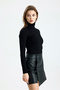 Women's Black Plain Long Sleeve High Neck Viscose Blouse - 2