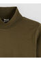 Khaki Half Turtleneck Basic Boys' T-Shirt - 3
