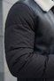 Men's Leather Coat with Puff Sleeve Detail - 4