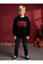 Boy's Collar Button Detailed Lettered Sweater - 4