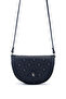 Women's Faux Leather Navy Blue Pattern Messenger Bag