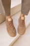 Fi̇ori̇n Women's Nude Taba Real Suede Lace-Up Sneaker - 6