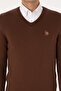 Men's Slim Fit V-Neck Brown Basic Sweater 50307778-Vr029 - 6