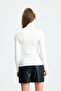 Women's White Long Sleeve High Neck Viscose Blouse - 8