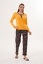 Women's Cotton Modal Open Placket Yellow Pajama Set 7019 - 5