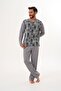 Men's grey pajama set with star pattern and front button closure 8032 - 7
