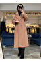 Women's Double-Breasted Collar Pocket Detailed Cashmere Brown Coat 13300 - 4
