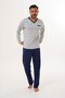Men's plain v-neck gray pajama set 8001