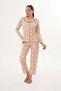 Women's cotton olive pattern shirt collar green pajama set 7032 - 8