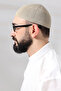 Dark Cream Sapphire Lace Detailed Knitted Prayer Cap - 3