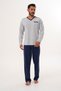 Men's plain v-neck gray pajama set 8001 - 5
