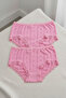 Women's Luxurious Lace Jacquard 100% Cotton 2-Pack Bato Panties - White
