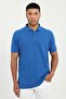 Men's Slim Fit Polo Collar Cobalt Blue T-Shirt