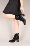 Li̇nda Heel Detailed Suede-Patent Leather g Paneled Leopard Heeled Boots Black - 7