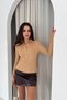 Premium İplik D Mock Neck Half Placket Button Knitwear Sweater Aw25Kz0116