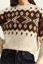 Women's Ecru Brown Crew Neck Patterned Knitted Sweater 20251117 - 6