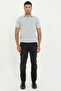 Men's Slim Fit Polo Neck Gray Knitwear T-Shirt - 2