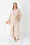 Lace Sleeve Maternity Nightdress and Robe Set Viscose Cotton - Pomegranate Blossom and Taupe