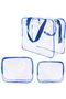 Toiletry Bag 3 Pack Clear Travel Bags for Toiletries Make Up Bag Cosmetic Organizer(Blue) - 5