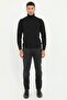 Men's Slim Fit Half Turtleneck Black Knitwear - 2