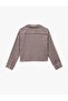 Long Sleeve Shirt Collar Oversized Crop Plaid Pajama Top - 4