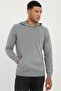 Men's Slim Fit Hooded Gray Knitwear - 3
